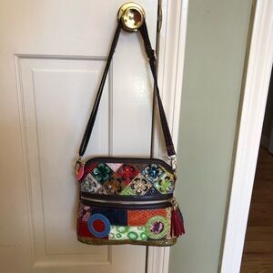 (SOLD) Multicolor Patchwork Crossbody leather Bag with Tassels